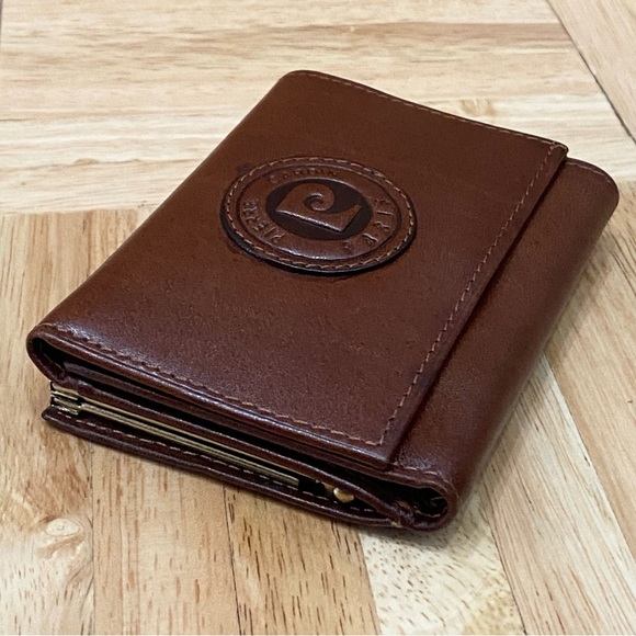 PIERRE CARDIN Paris Brown Leather Clutch Coin Purse Bifold Wallet - Picture 3 of 12